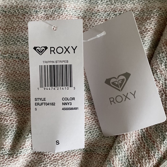 Roxy striped white/blue/pink zip-up jacket with good | size: s - Picture 4 of 4